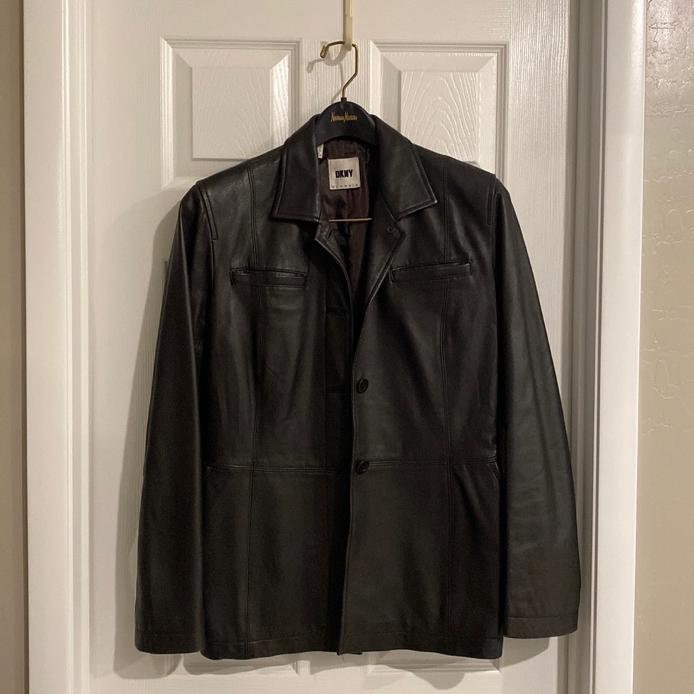 DKNY Chocolate Brown Leather Jacket